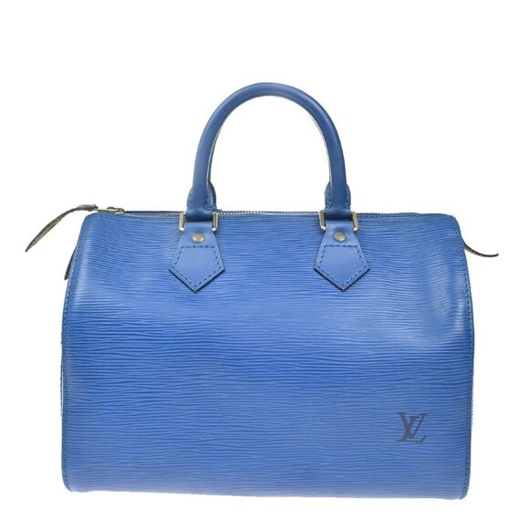 LOUIS VUITTON LV Logo Speedy 25 Travel Hand Bag Epi Leather Blue - Picture 1 of 16